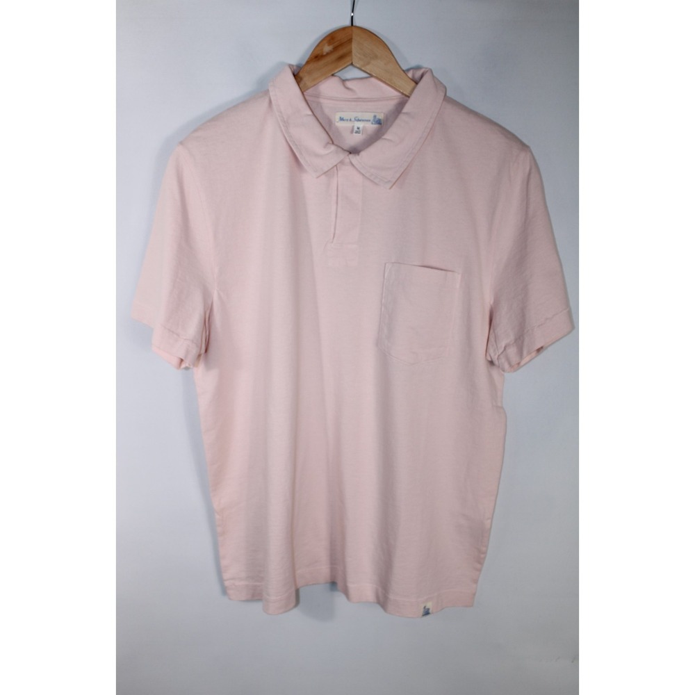 Merz b. Schwanen Men's Medium Light Pink Short Sleeve Polo Shirt